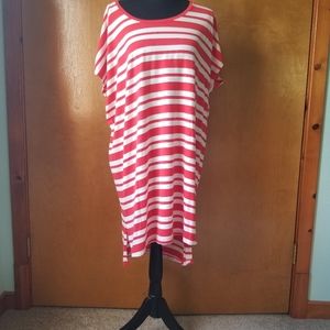 Pendleton Tee shirt dress Horizontal Stripes Red White
